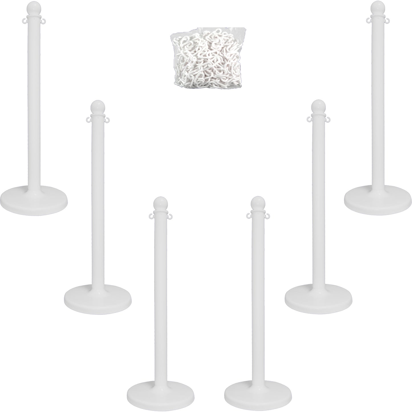 Mr. Chain Medium-Duty Stanchion & Chain Kit, 40" High, White