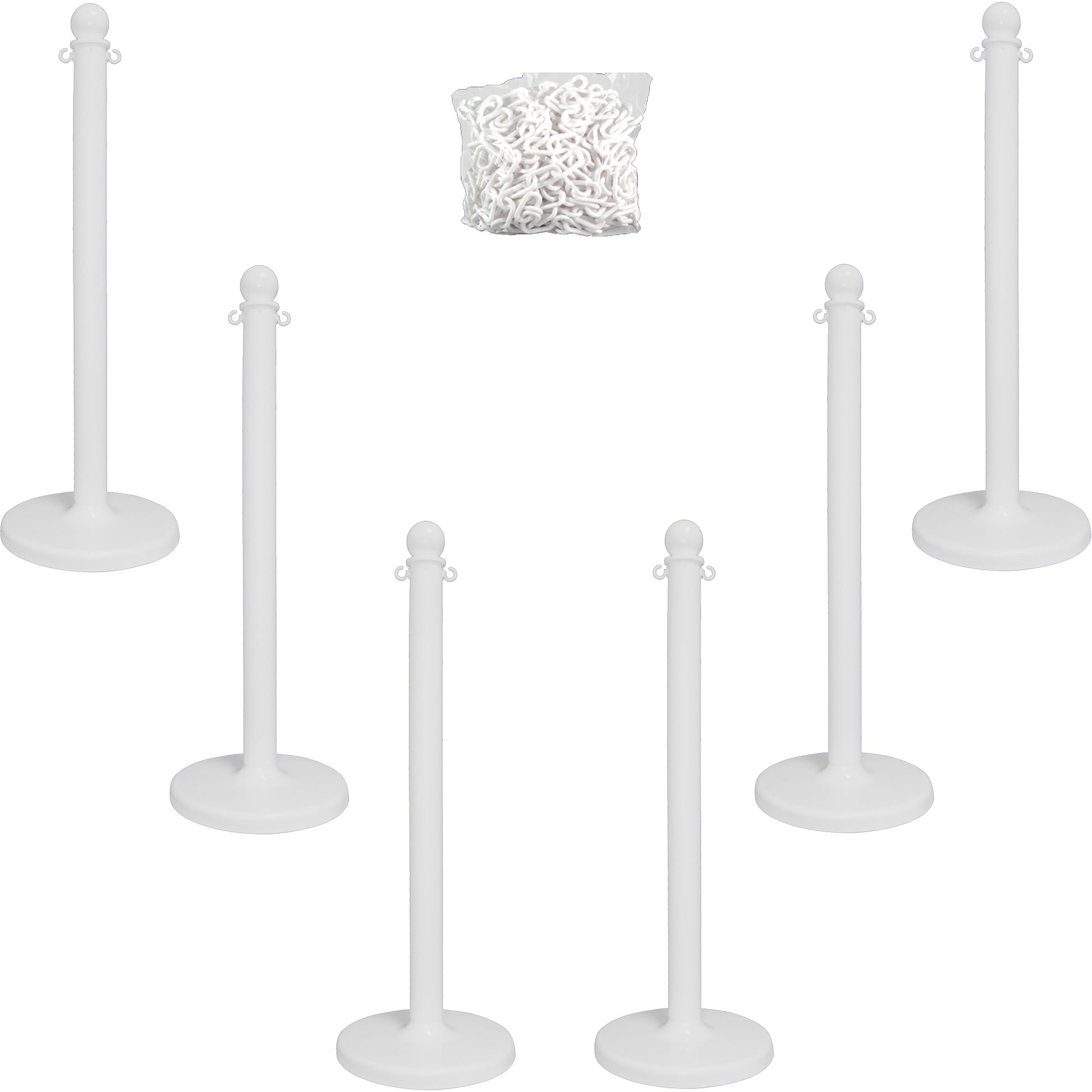 Mr. Chain Medium-Duty Stanchion & Chain Kit, 40" High, White