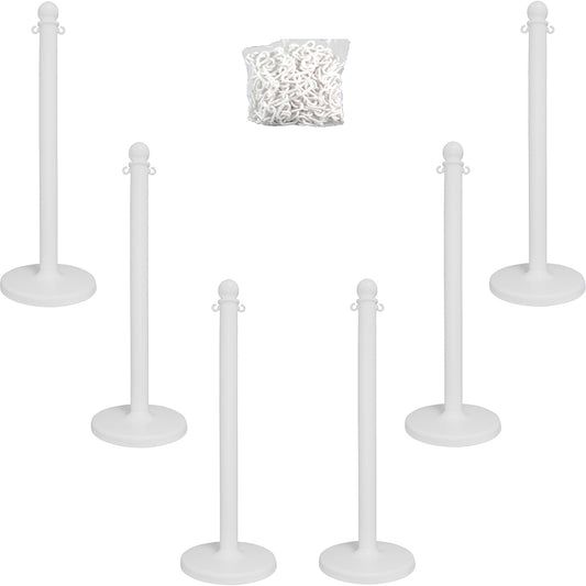 Mr. Chain Medium-Duty Stanchion & Chain Kit, 40" High, White