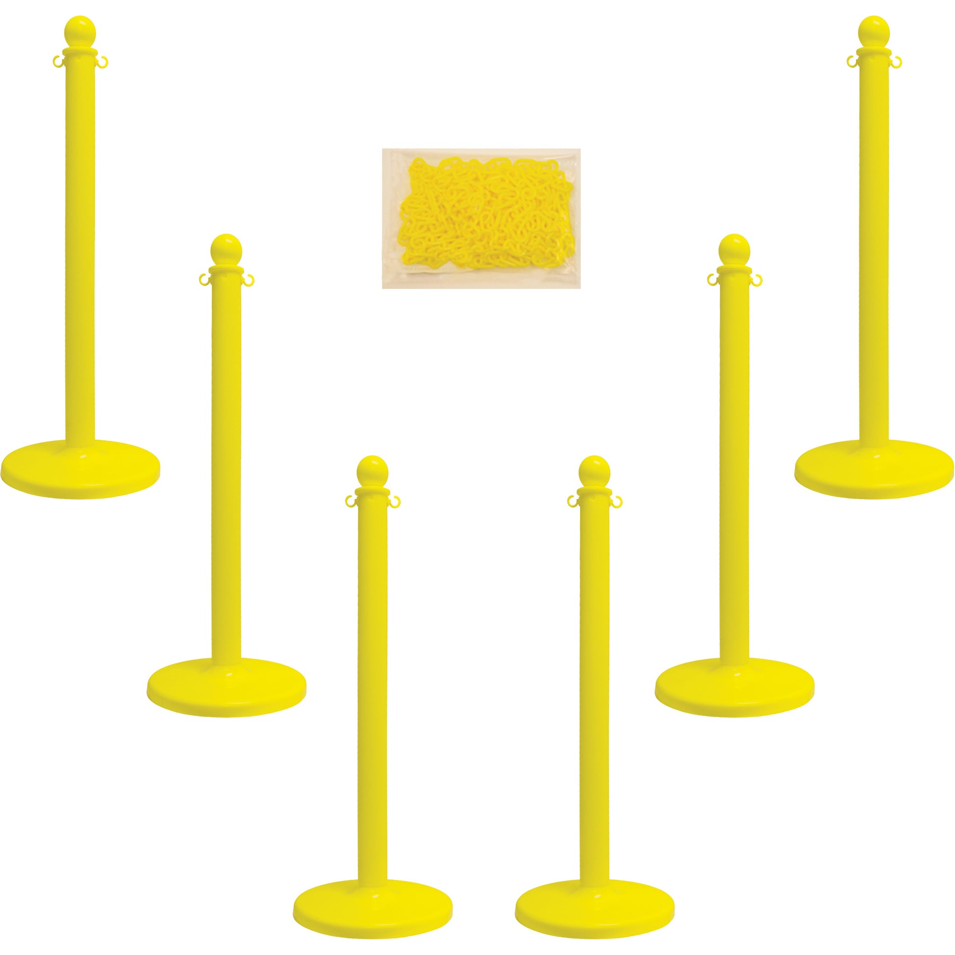 Mr. Chain Medium-Duty Stanchion & Chain Kit, 40" High, Yellow
