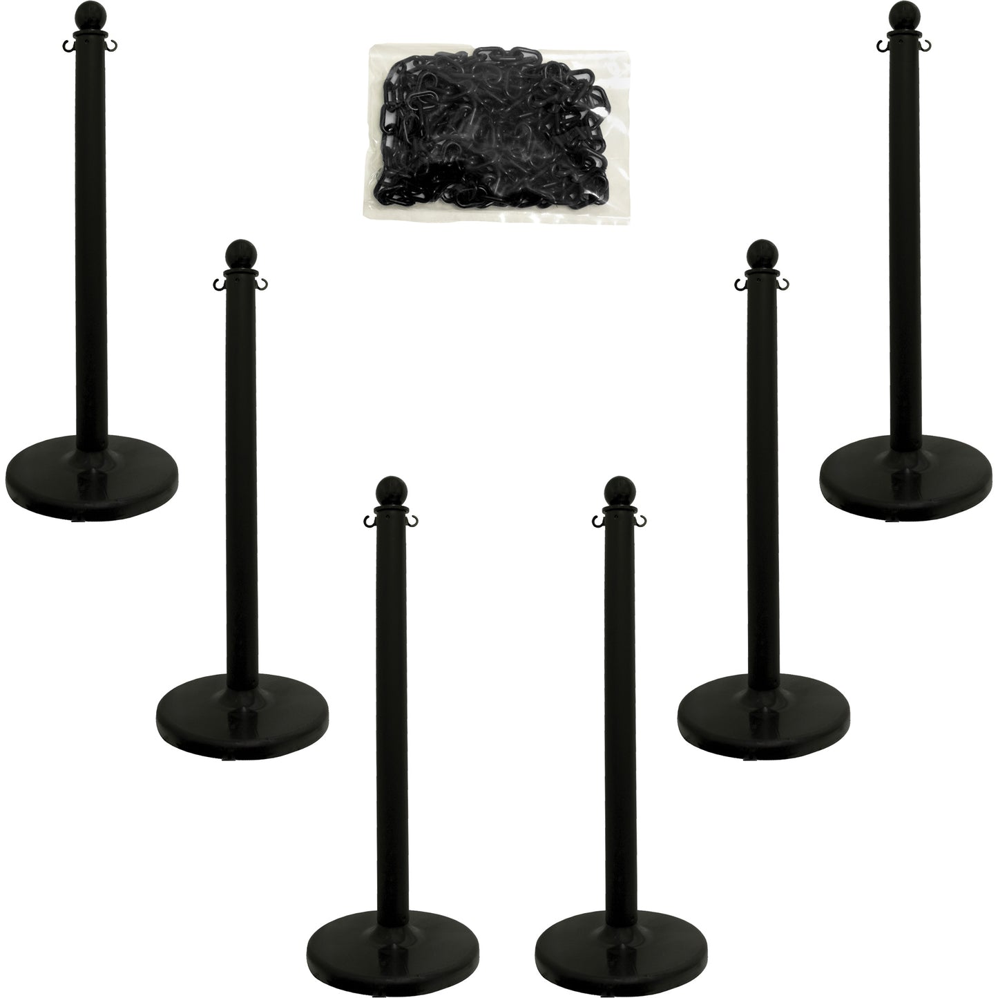Mr. Chain Medium-Duty Stanchion & Chain Kit, 40" High, Black