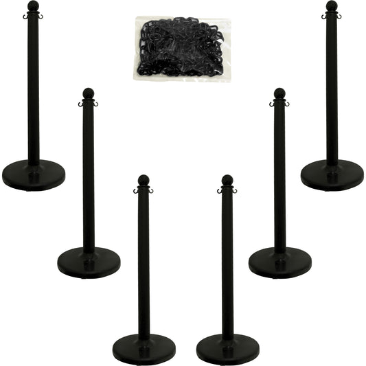 Mr. Chain Medium-Duty Stanchion & Chain Kit, 40" High, Black