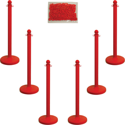 Mr. Chain Medium-Duty Stanchion & Chain Kit, 40" High, Red