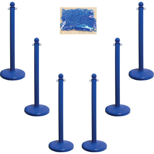 Mr. Chain Medium-Duty Stanchion & Chain Kit, 40" High, Blue