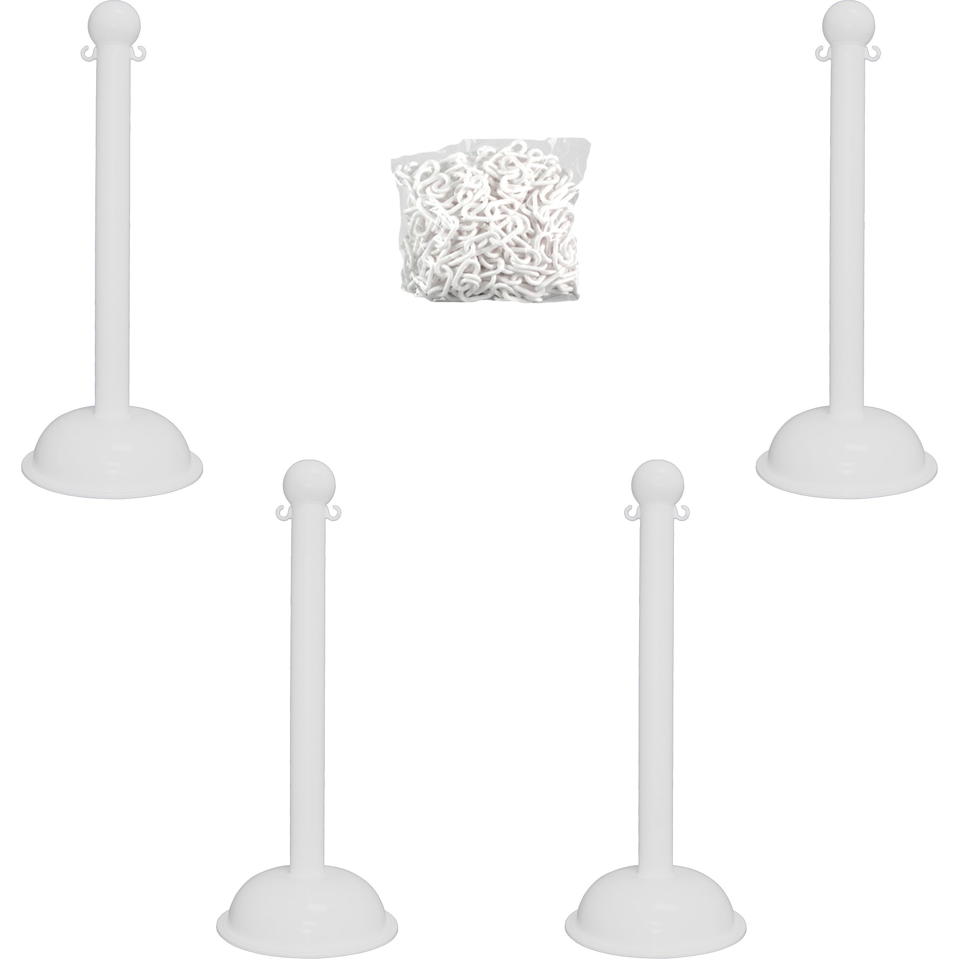 Mr. Chain Heavy-Duty Stanchion & Chain Kit, 41" High, White