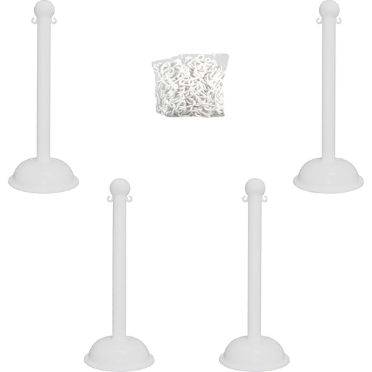 Mr. Chain Heavy-Duty Stanchion & Chain Kit, 41" High, White