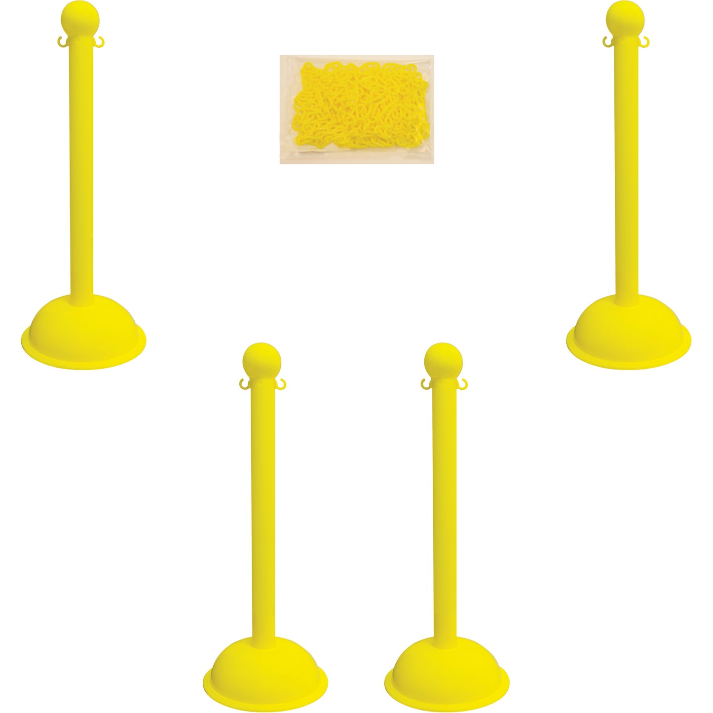 Mr. Chain Heavy-Duty Stanchion & Chain Kit, 41" High, Yellow