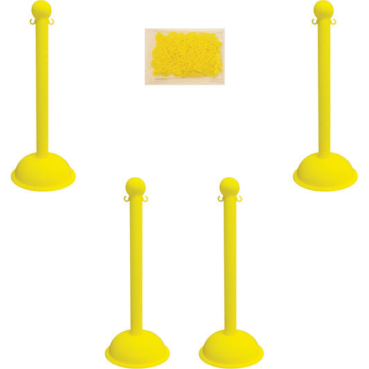 Mr. Chain Heavy-Duty Stanchion & Chain Kit, 41" High, Yellow