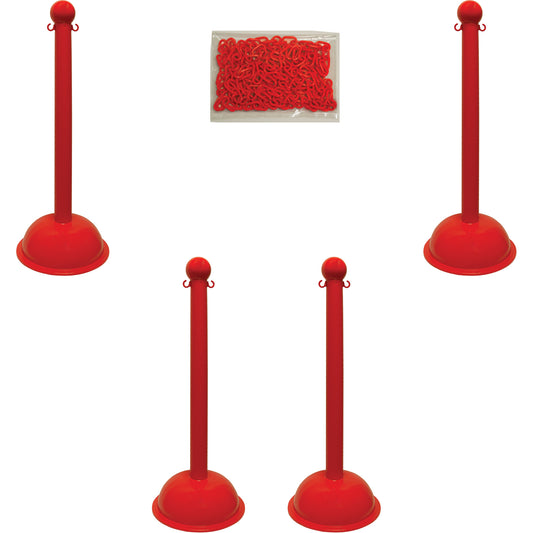 Mr. Chain Heavy-Duty Stanchion & Chain Kit, 41" High, Red