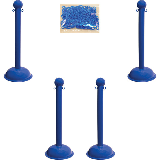 Mr. Chain Heavy-Duty Stanchion & Chain Kit, 41" High, Blue