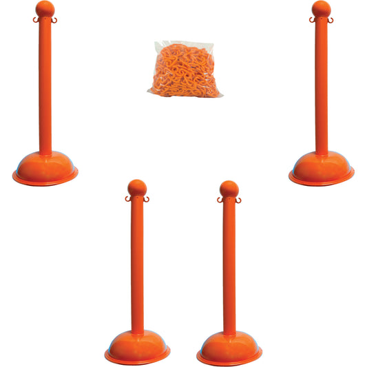 Mr. Chain Heavy-Duty Stanchion & Chain Kit, 41" High, Orange
