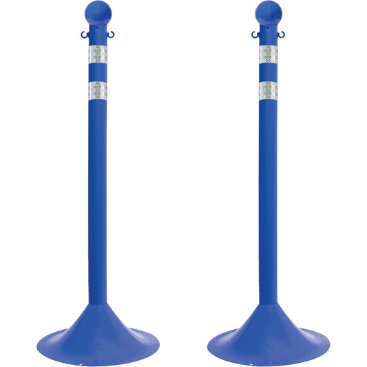 Mr. Chain Light-Duty Reflective Stanchion Set, 41" High, Blue
