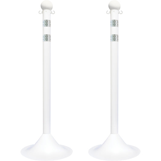 Mr. Chain Light-Duty Reflective Stanchion Set, 41" High, White