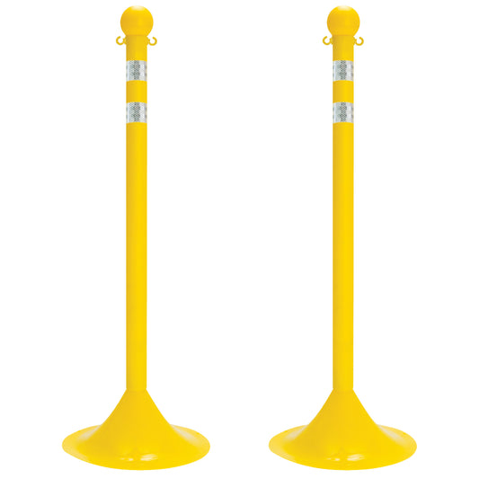 Mr. Chain Light-Duty Reflective Stanchion Set, 41" High, Yellow