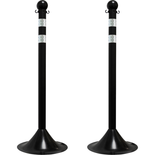 Mr. Chain Light-Duty Reflective Stanchion Set, 41" High, Black