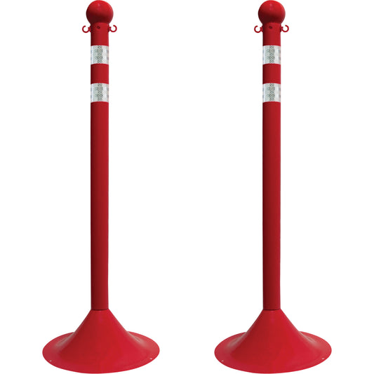 Mr. Chain Light-Duty Reflective Stanchion Set, 41" High, Red
