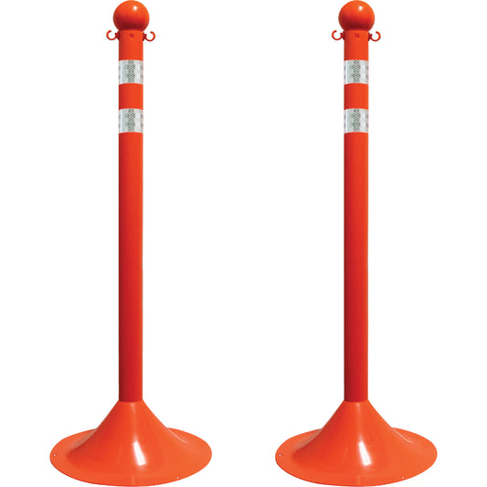 Mr. Chain Light-Duty Reflective Stanchion Set, 41" High, Orange