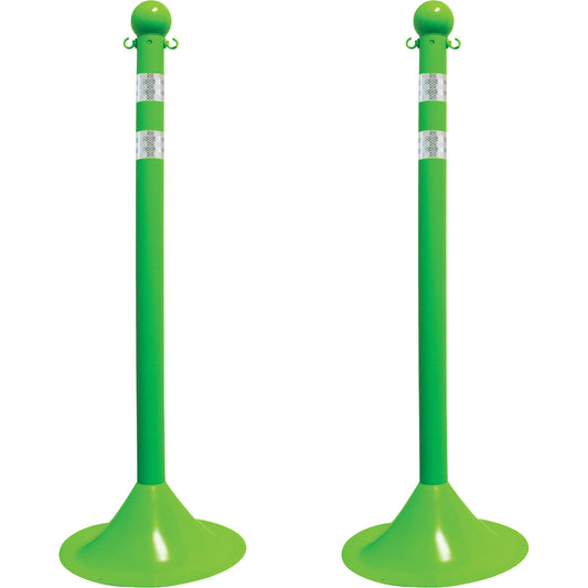 Mr. Chain Light-Duty Reflective Stanchion Set, 41" High, Green