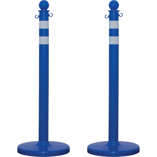 Mr. Chain Medium-Duty Reflective Stanchion Set, 40" High, Blue