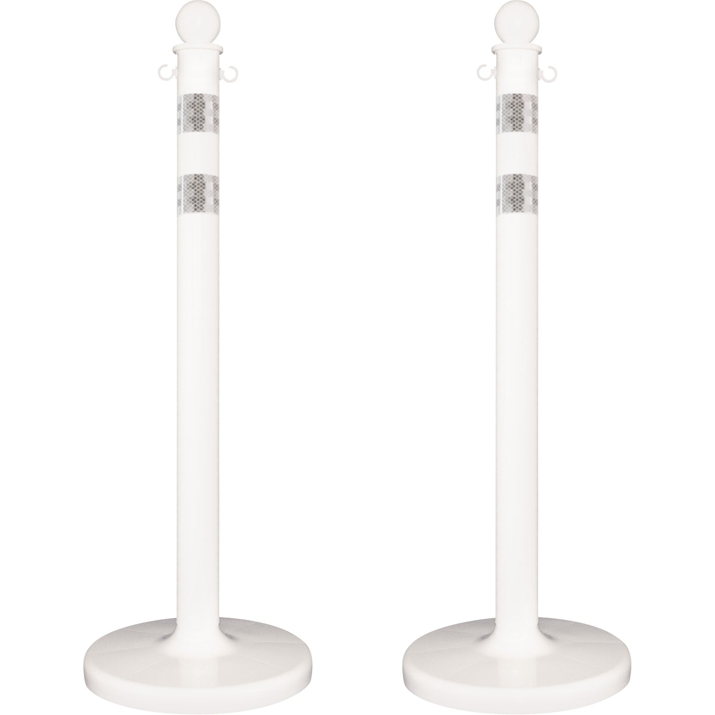 Mr. Chain Medium-Duty Reflective Stanchion Set, 40" High, White