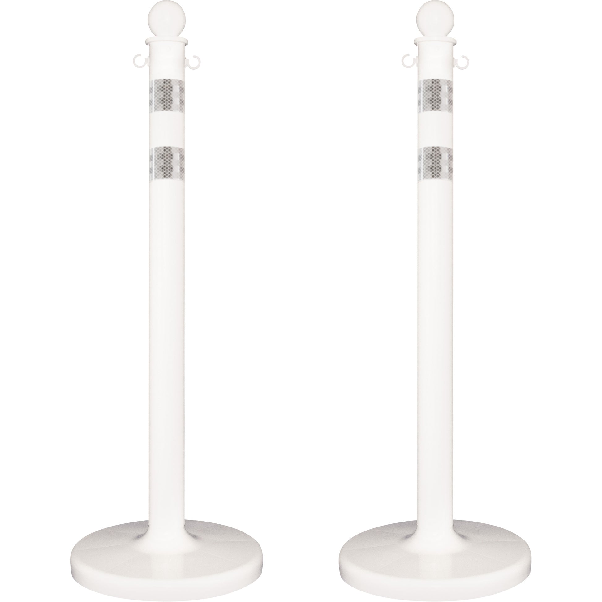 Mr. Chain Medium-Duty Reflective Stanchion Set, 40" High, White