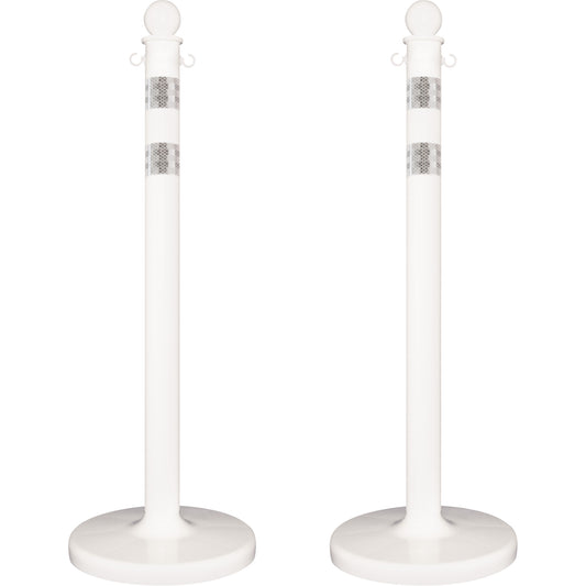 Mr. Chain Medium-Duty Reflective Stanchion Set, 40" High, White