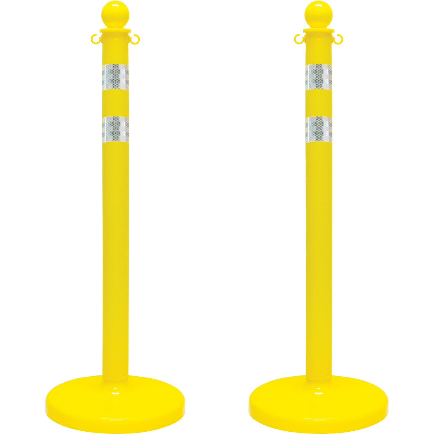 Mr. Chain Medium-Duty Reflective Stanchion Set, 40" High, Yellow