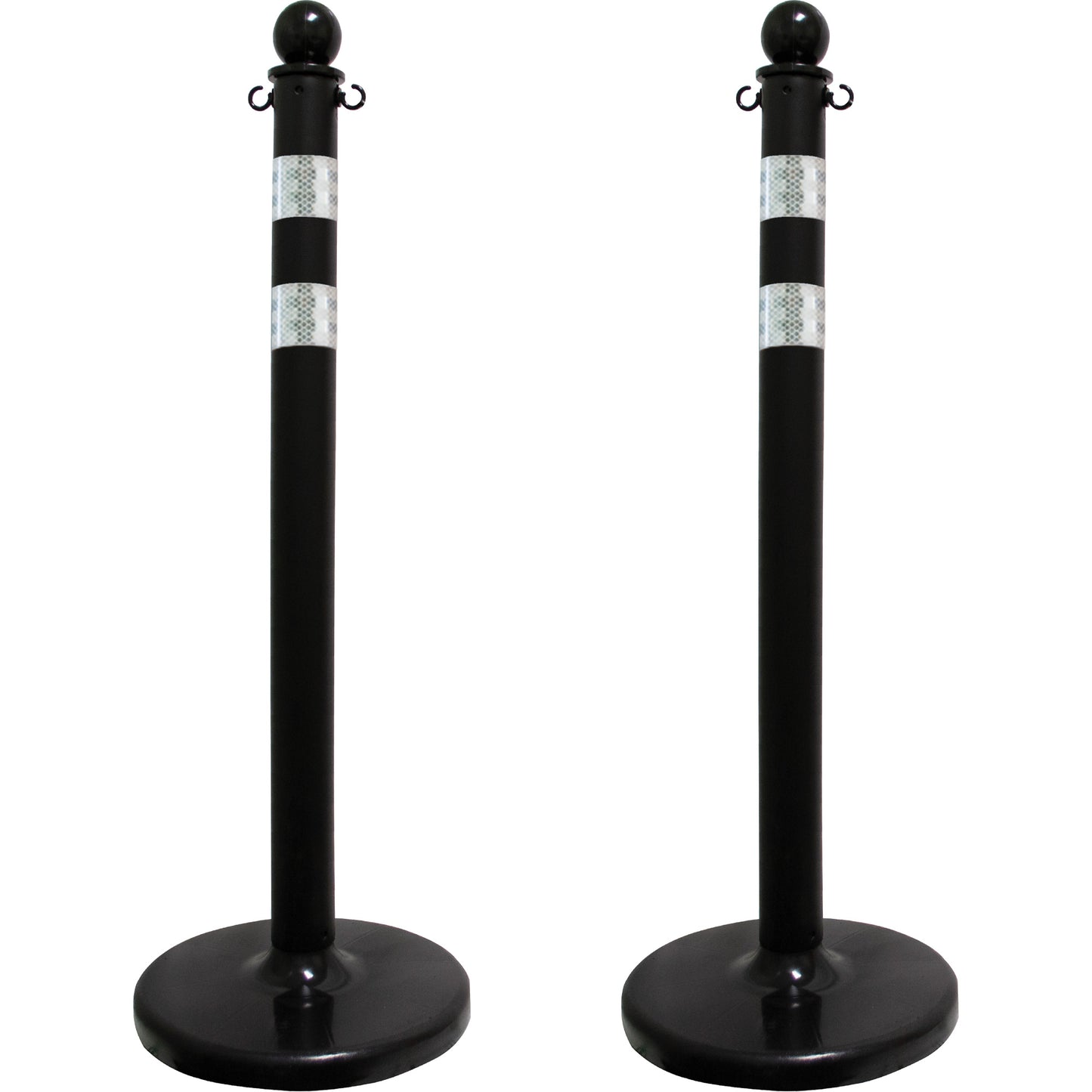 Mr. Chain Medium-Duty Reflective Stanchion Set, 40" High, Black