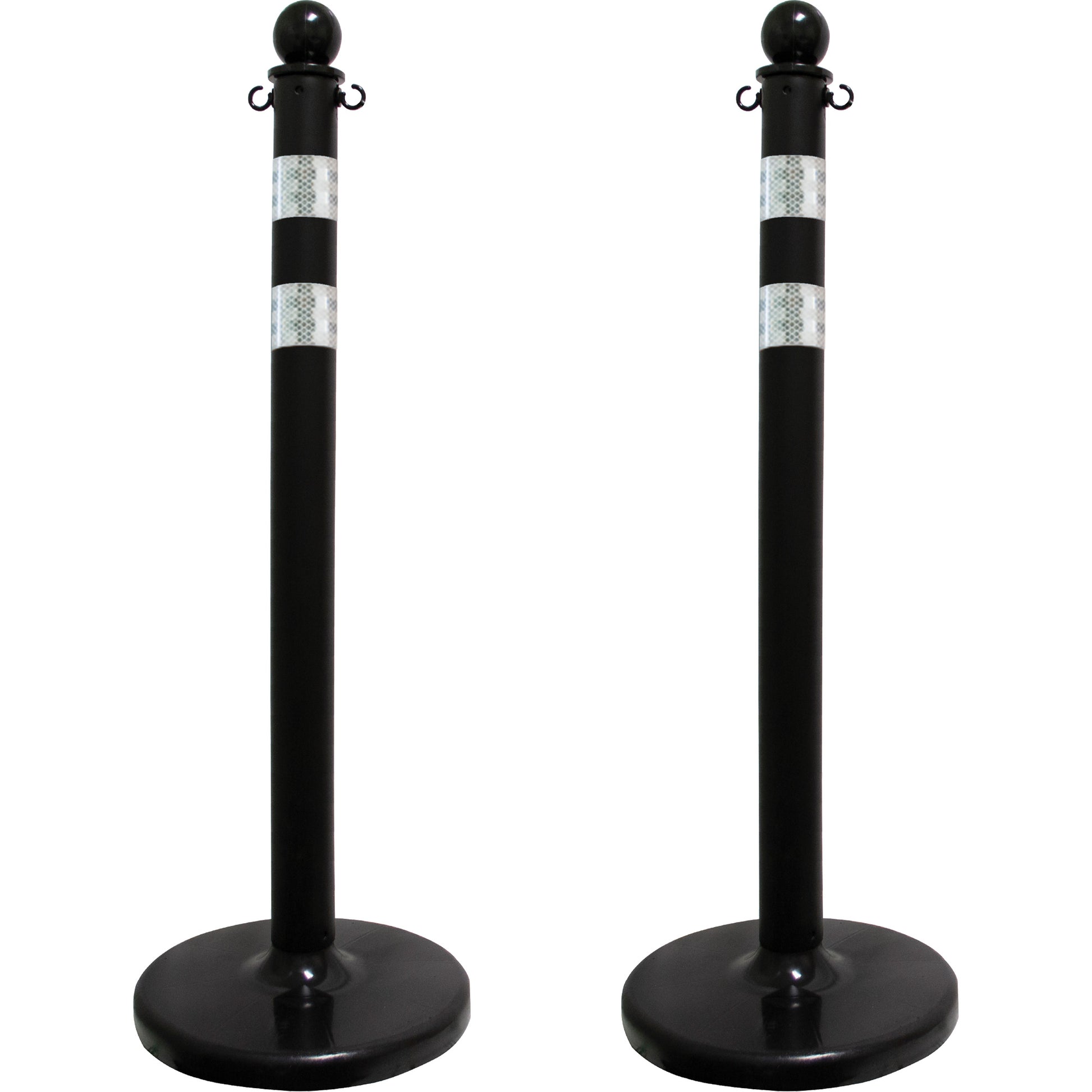Mr. Chain Medium-Duty Reflective Stanchion Set, 40" High, Black