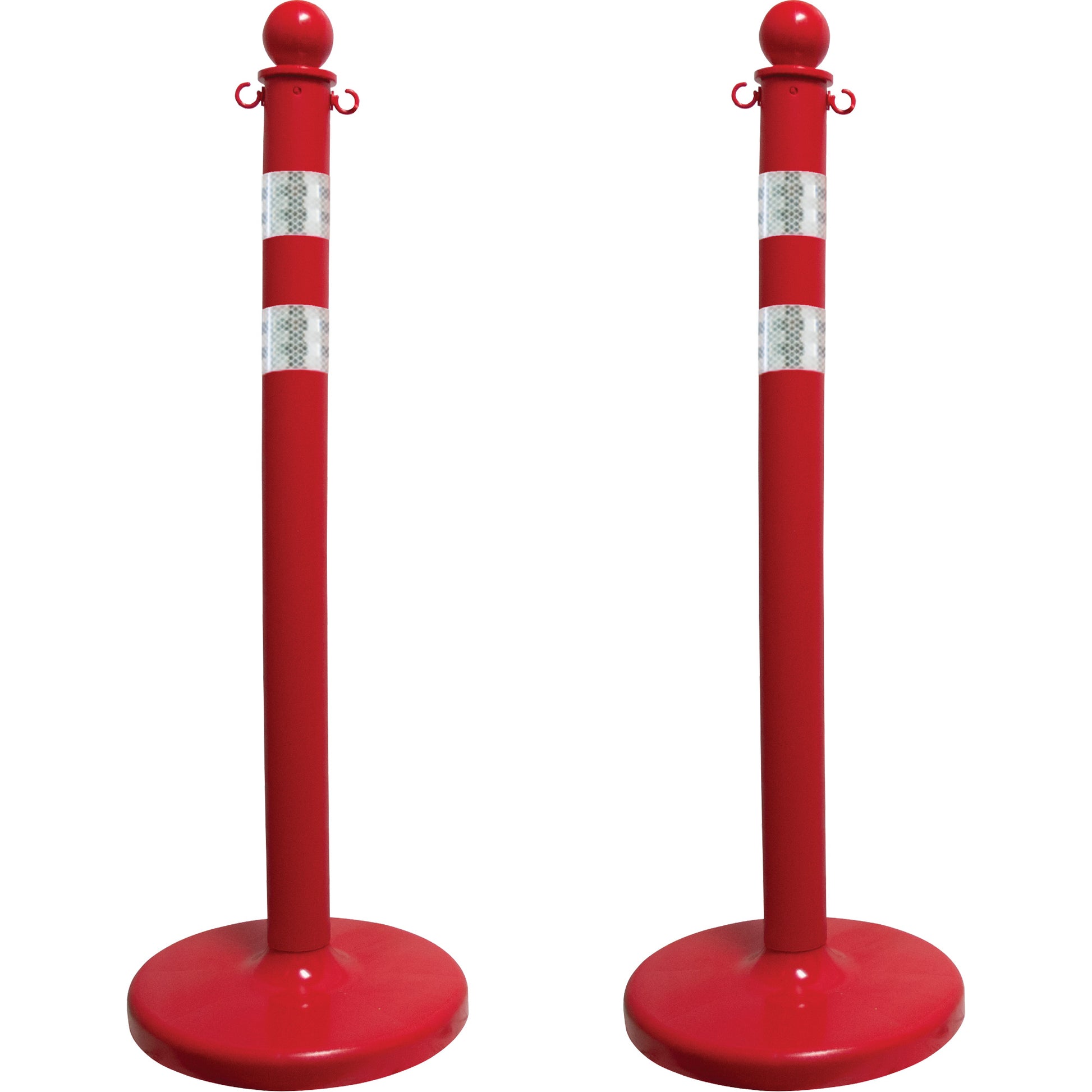 Mr. Chain Medium-Duty Reflective Stanchion Set, 40" High, Red