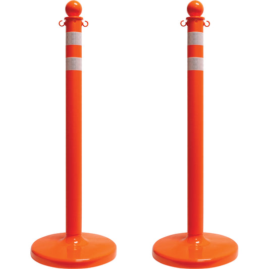 Mr. Chain Medium-Duty Reflective Stanchion Set, 40" High, Orange