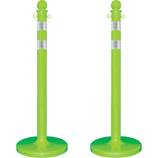 Mr. Chain Medium-Duty Reflective Stanchion Set, 40" High, Green