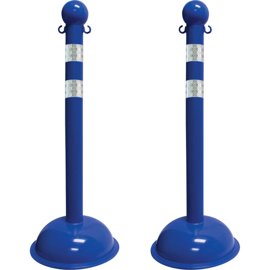 Mr. Chain Heavy-Duty Reflective Stanchion Set, 41" High, Blue