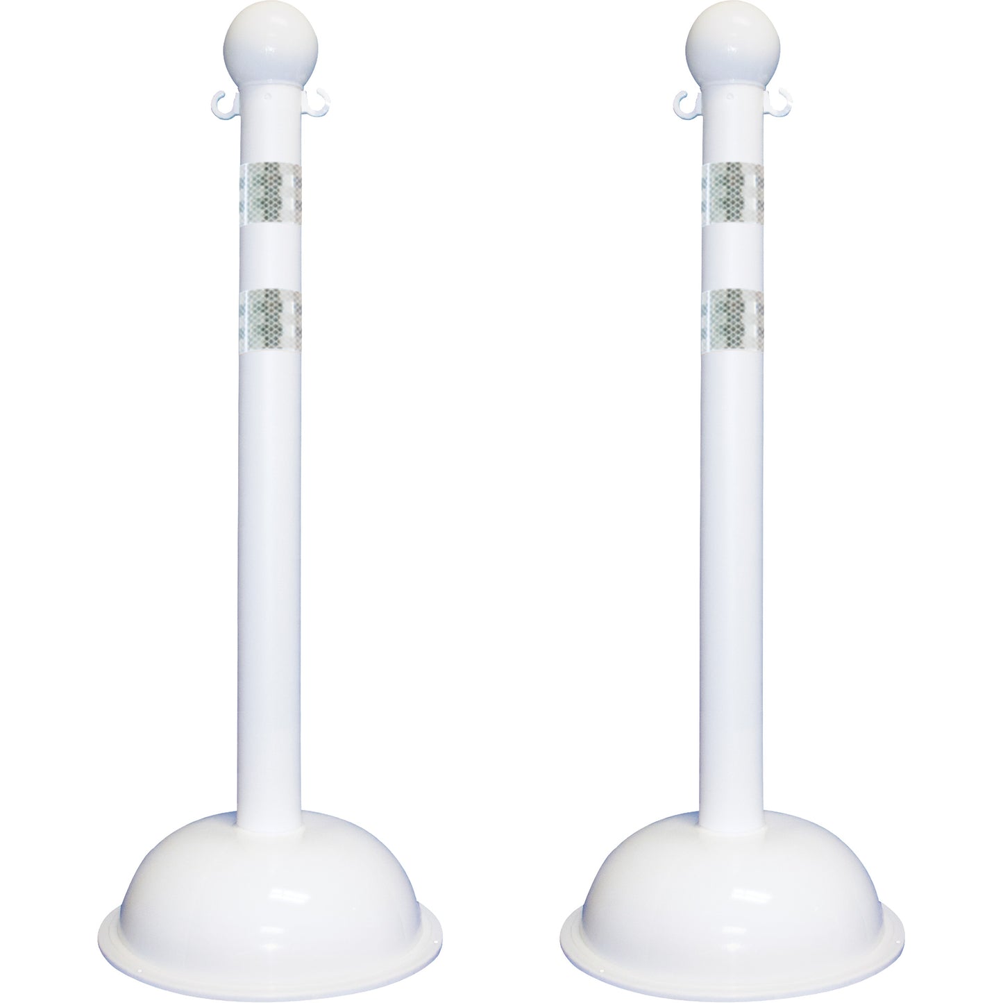 Mr. Chain Heavy-Duty Reflective Stanchion Set, 41" High, White