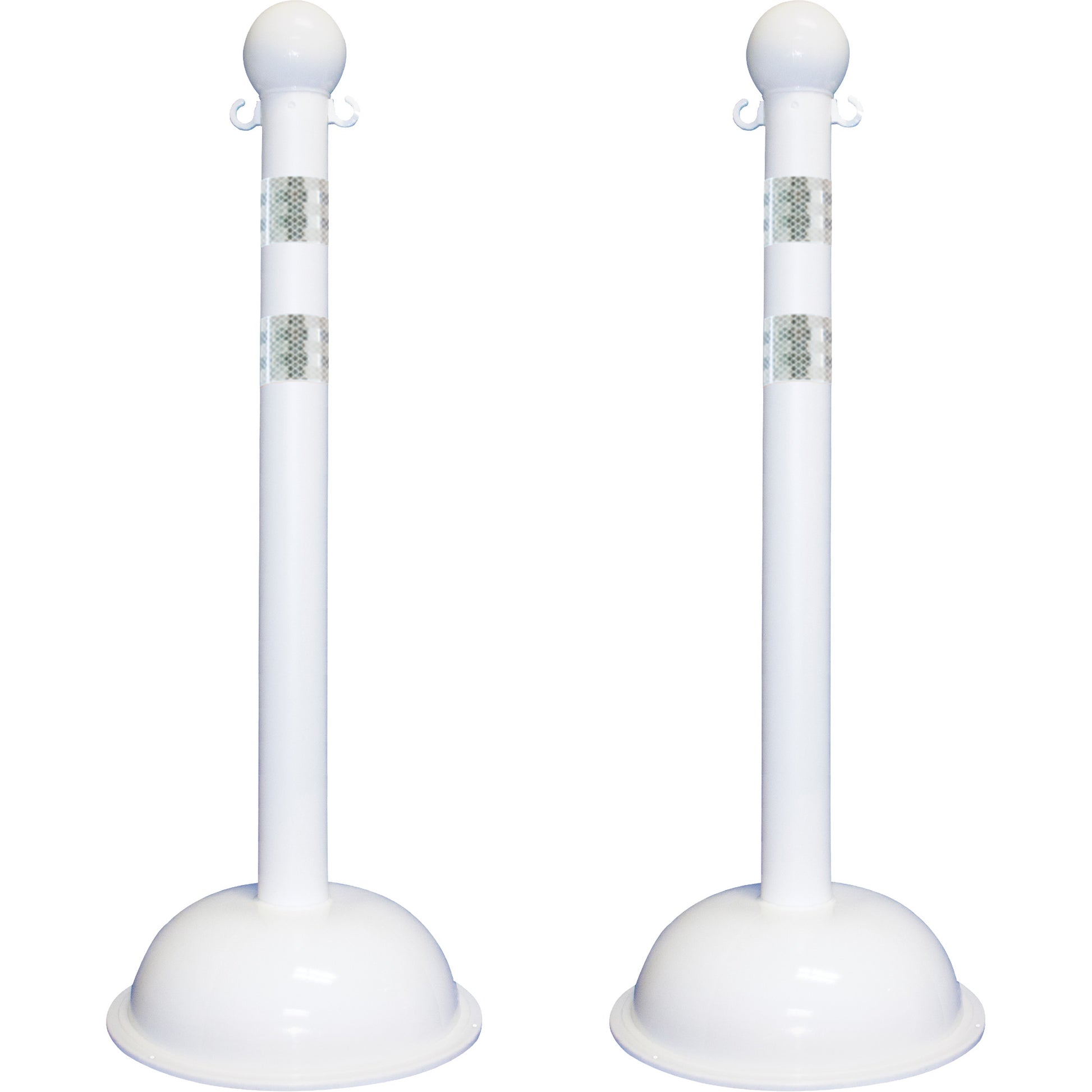 Mr. Chain Heavy-Duty Reflective Stanchion Set, 41" High, White