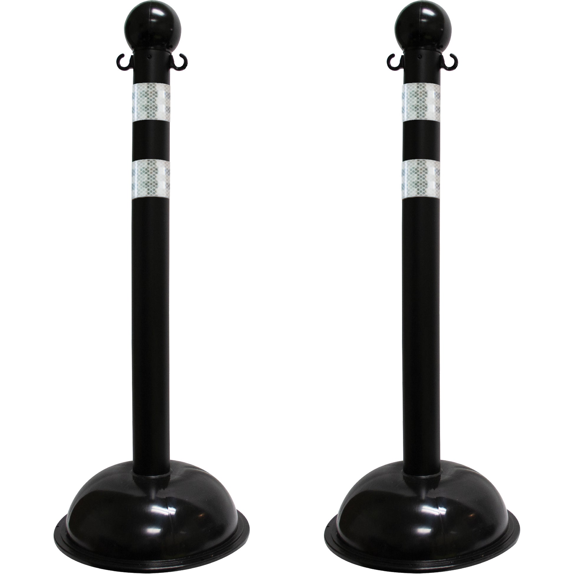 Mr. Chain Heavy-Duty Reflective Stanchion Set, 41" High, Black