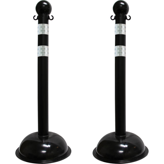 Mr. Chain Heavy-Duty Reflective Stanchion Set, 41" High, Black