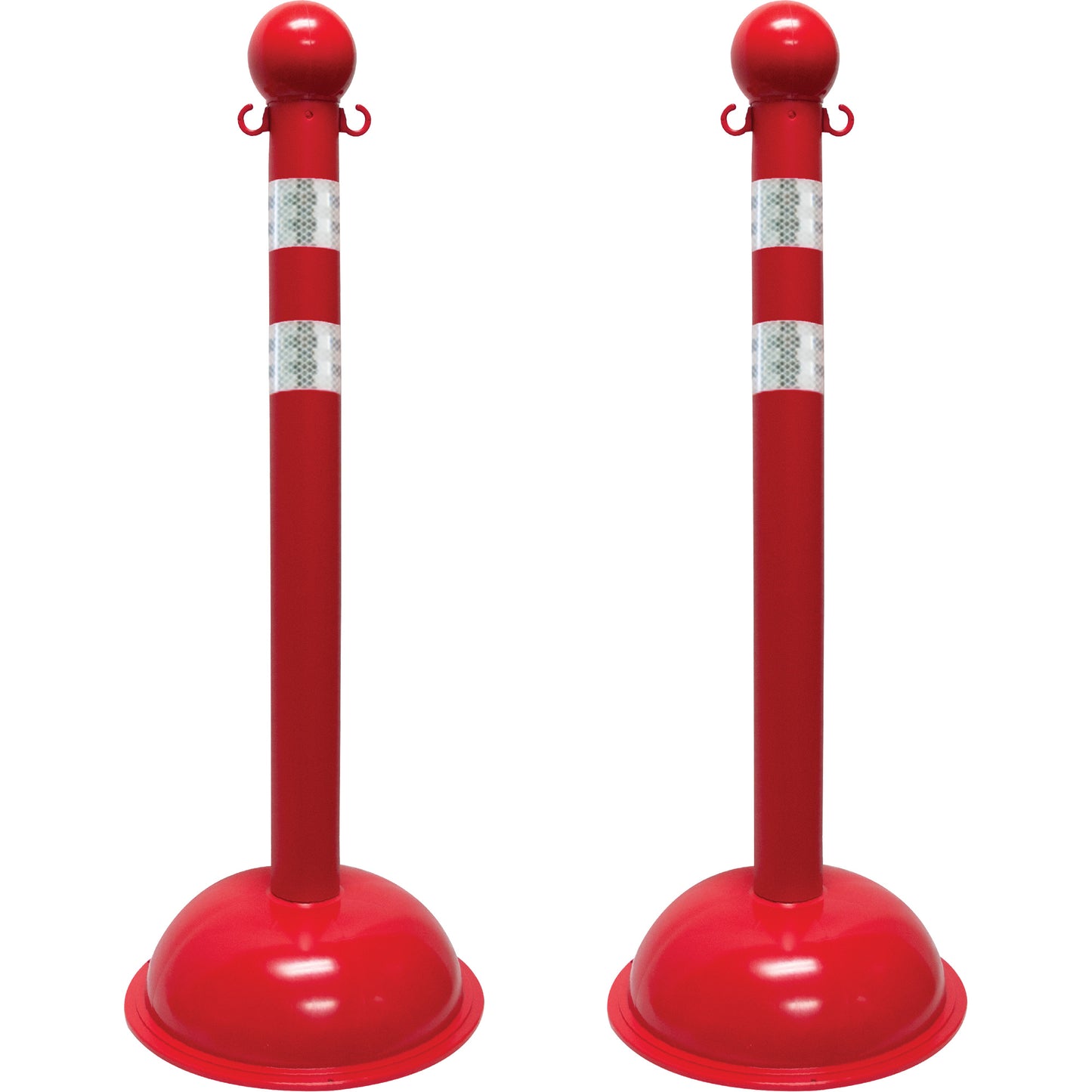 Mr. Chain Heavy-Duty Reflective Stanchion Set, 41" High, Red