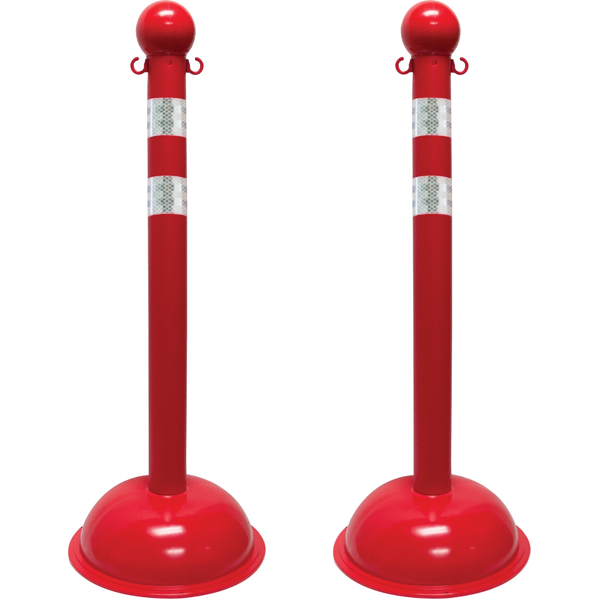 Mr. Chain Heavy-Duty Reflective Stanchion Set, 41" High, Red