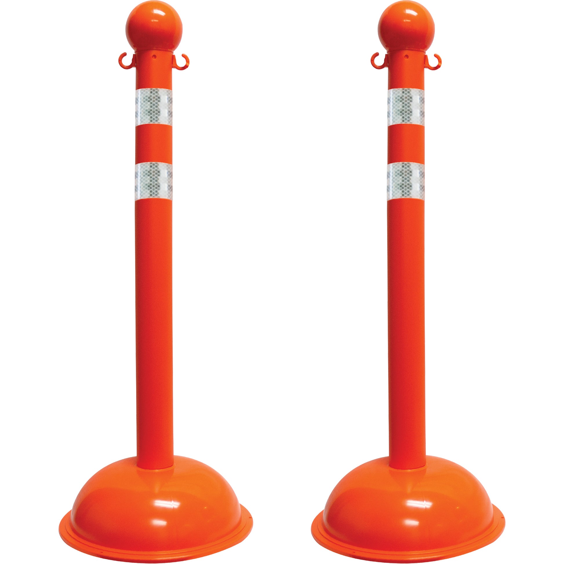 Mr. Chain Heavy-Duty Reflective Stanchion Set, 41" High, Orange