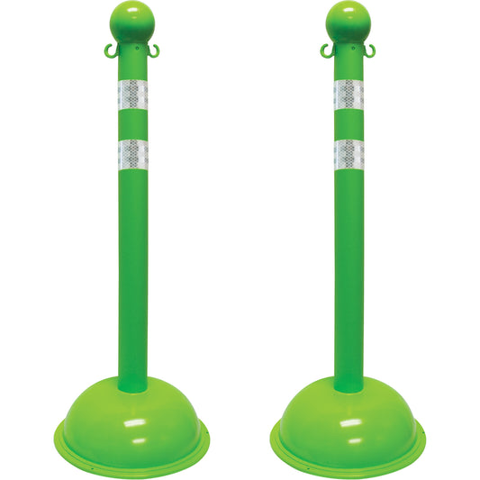 Mr. Chain Heavy-Duty Reflective Stanchion Set, 41" High, Green