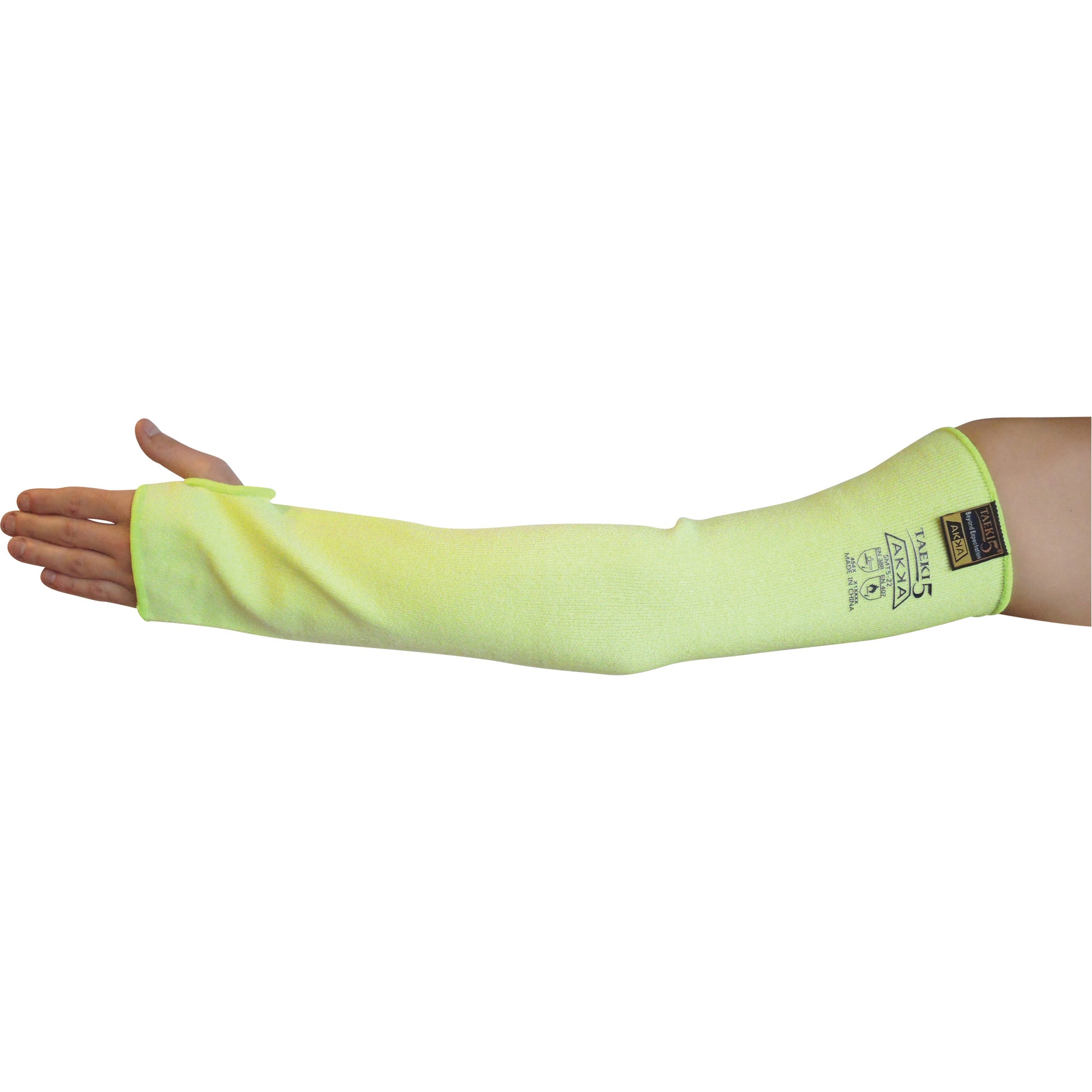 BCL Glove Ltd Cut Resistant Sleeve with Thumbhole, Taeki 5™, 22", ASTM ANSI Level A4/EN 388 Level 5, High Visibility Yellow