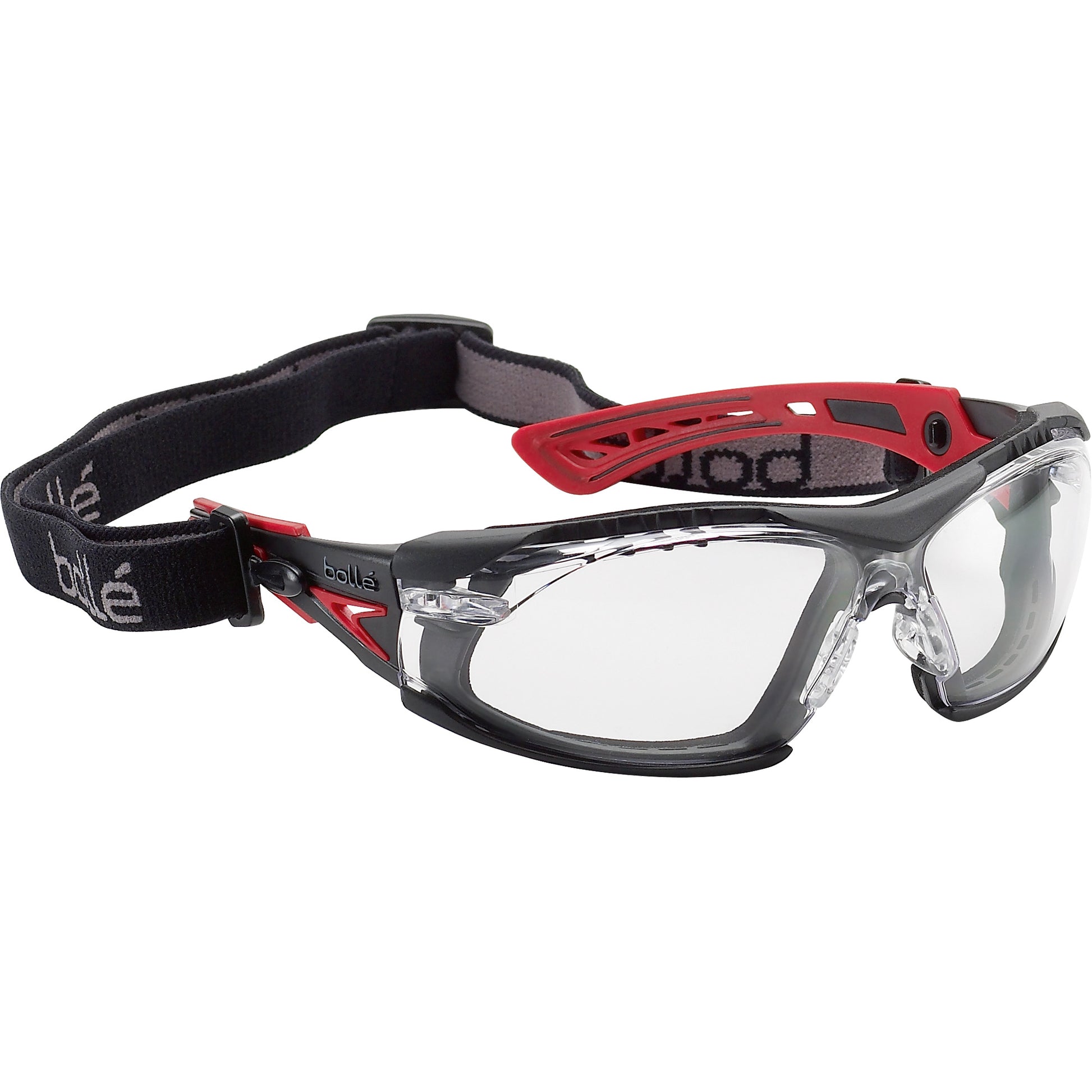 Bollé Safety Rush+ Foam Rimmed Safety Glasses with Strap, Clear Lens, Anti-Fog/Anti-Scratch, Meets/Exceeds CSA Z94.3