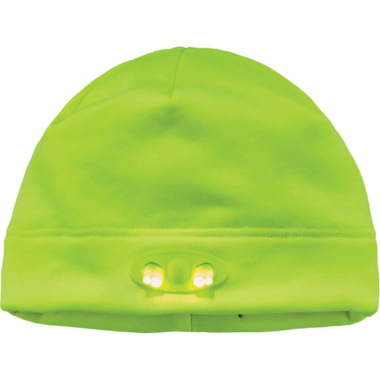 Ergodyne N-Ferno® Skull Cap Beanie Hat with LED Lights, One Size, High-Visibility Lime Green