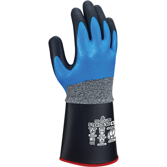 Showa S-Tex 376SC Cut Resistant Gloves, Size 2X-Large/10, 13 Gauge, Nitrile/Foam Nitrile Coated, Hagane Coil® Shell, ASTM ANSI Level A4/EN 388 Level D