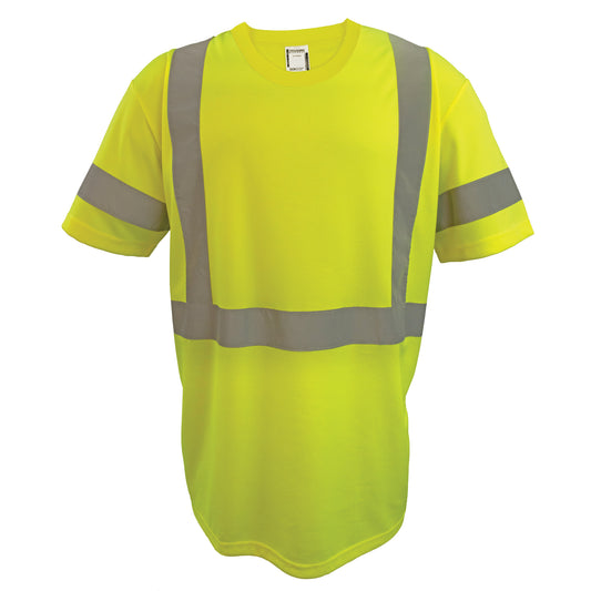 Coolworks Short Sleeve Safety T-Shirt, Polyester, X-Small, High Visibility Lime-Yellow