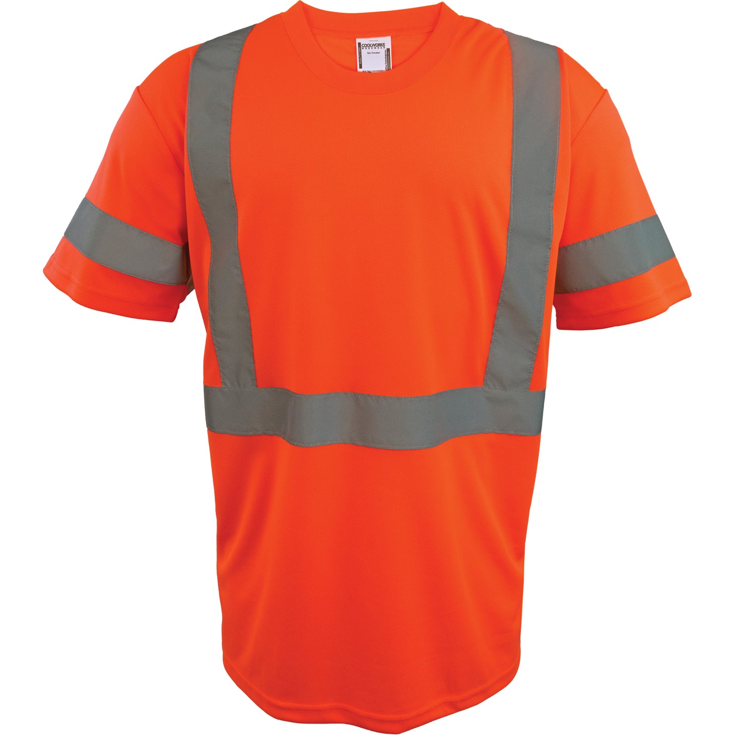 Coolworks Short Sleeve Safety T-Shirt, Polyester, X-Large, High Visibility Orange
