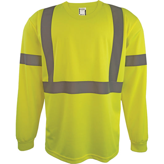 Coolworks Long Sleeve Safety Shirt, Polyester, 3X-Large, High Visibility Lime-Yellow
