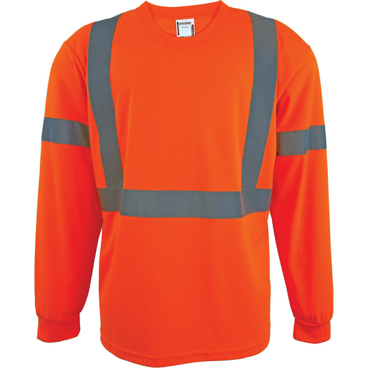 Coolworks Long Sleeve Safety Shirt, Polyester, Large, High Visibility Orange