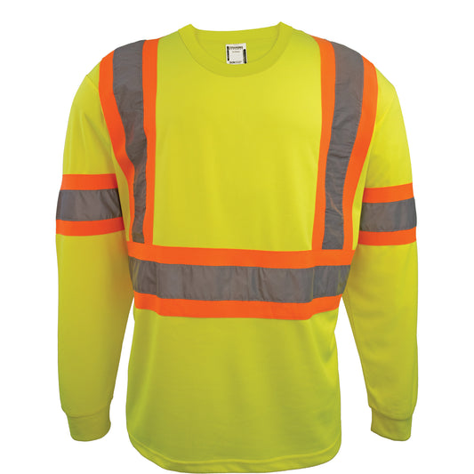 Coolworks Long Sleeve Safety Shirt, Polyester, Small, High Visibility Lime-Yellow